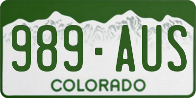 CO license plate 989AUS
