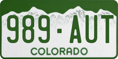 CO license plate 989AUT