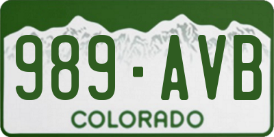 CO license plate 989AVB