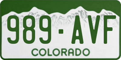CO license plate 989AVF