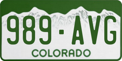 CO license plate 989AVG