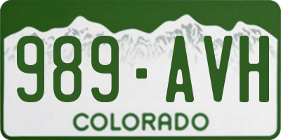 CO license plate 989AVH