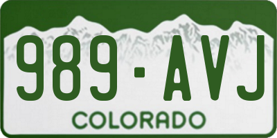 CO license plate 989AVJ