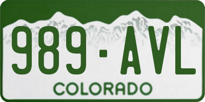 CO license plate 989AVL