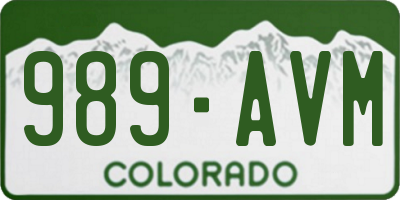 CO license plate 989AVM