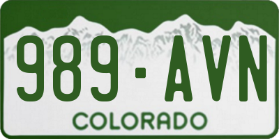 CO license plate 989AVN