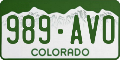 CO license plate 989AVO