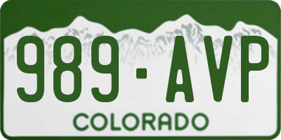 CO license plate 989AVP