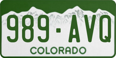 CO license plate 989AVQ