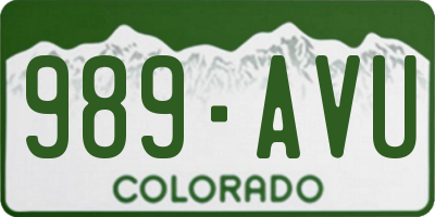 CO license plate 989AVU