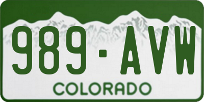 CO license plate 989AVW