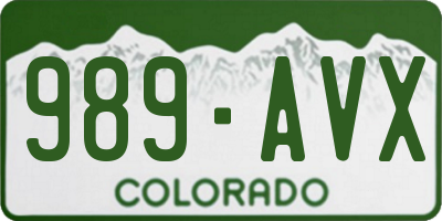 CO license plate 989AVX