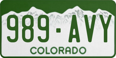 CO license plate 989AVY