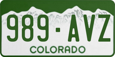 CO license plate 989AVZ