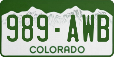 CO license plate 989AWB