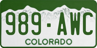 CO license plate 989AWC