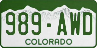 CO license plate 989AWD