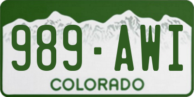 CO license plate 989AWI