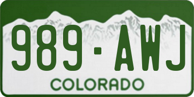 CO license plate 989AWJ