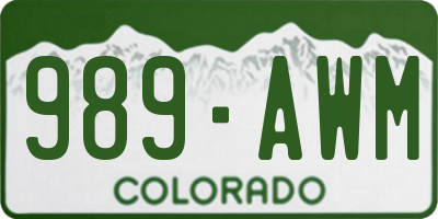 CO license plate 989AWM