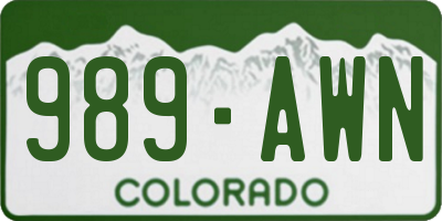 CO license plate 989AWN