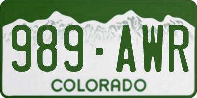 CO license plate 989AWR