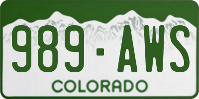 CO license plate 989AWS