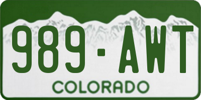 CO license plate 989AWT