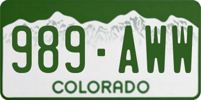 CO license plate 989AWW