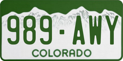CO license plate 989AWY