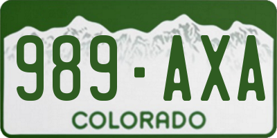 CO license plate 989AXA