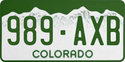 CO license plate 989AXB