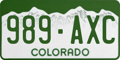CO license plate 989AXC
