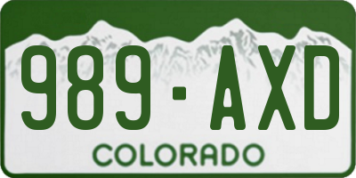CO license plate 989AXD