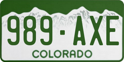 CO license plate 989AXE