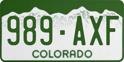 CO license plate 989AXF