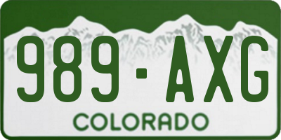 CO license plate 989AXG