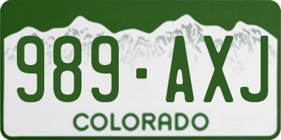 CO license plate 989AXJ