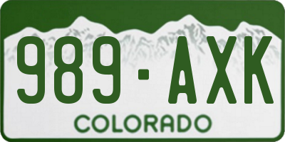 CO license plate 989AXK