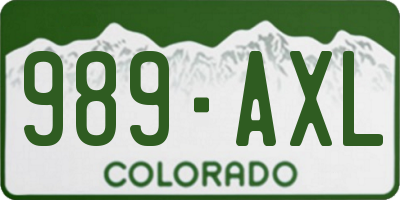 CO license plate 989AXL