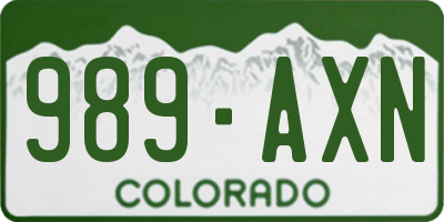 CO license plate 989AXN