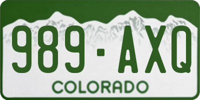 CO license plate 989AXQ