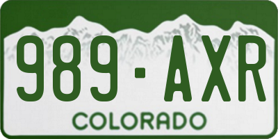 CO license plate 989AXR