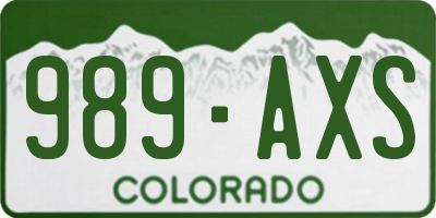 CO license plate 989AXS