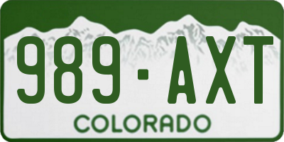 CO license plate 989AXT