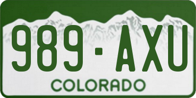 CO license plate 989AXU