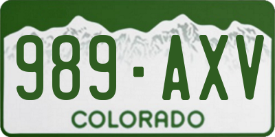 CO license plate 989AXV