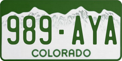 CO license plate 989AYA