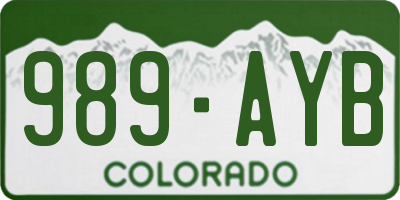 CO license plate 989AYB