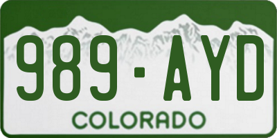 CO license plate 989AYD